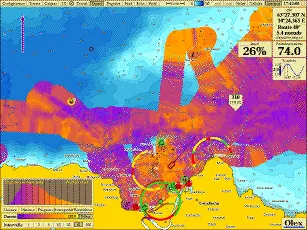 Dureté du fond affichée en couleurs sur le relief 2D